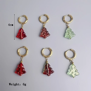 Ensemble de boucles d'oreilles sapin de Noël en acier inoxydable doré à l'or 18 carats