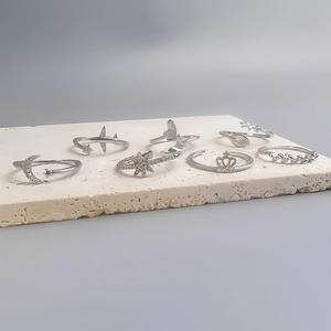 Bagues Ouvertes En Cuivre Incrustées De Zircon Minimalistes Pour Femmes Papillon Avion Couronne Bijoux De Doigt Réglables