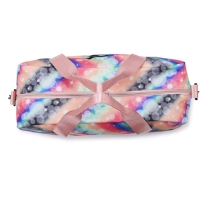 Large travel bag for women with colorful nebula pattern and adjustable shoulder strap