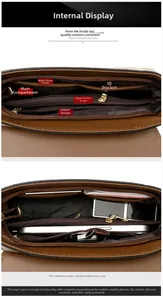 Internal display of crossbody bag showing main compartment and functional zip pockets