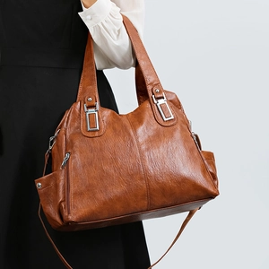 Borsa Tote da Donna in Pelle PU di Grande Capacità Retrò con Motivo Litchi Borsa a Tracolla con Tracolla Regolabile per il Pendolarismo Quotidiano