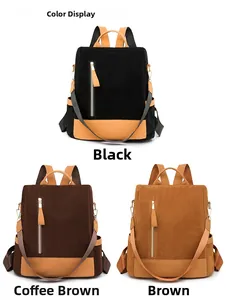 Drei Farben des Damen-Anti-Diebstahl-Rucksacks in Schwarz, Kaffeebraun und Braun