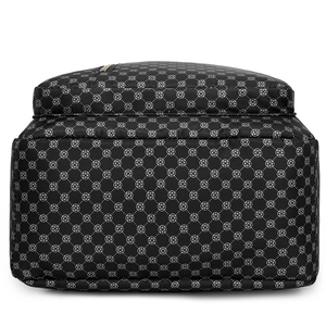 Large capacity vintage printed backpack with clover pattern and durable zippers