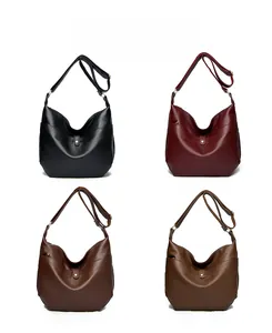 Hobo shoulder bag collection in black, red, coffee, and brown pebbled leather