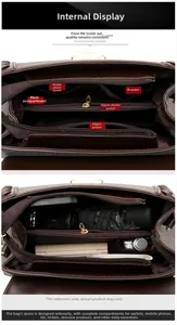 Detailed interior layout of soft leather shoulder bag showing compartments and capacity