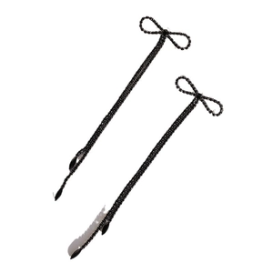 Élégantes boucles d'oreilles nœud noir avec de longues chaînes à pompons et strass