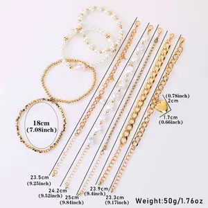 Tableau des tailles pour bracelets de perles avec mesures du pendentif cœur et chaîne
