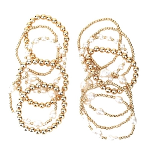 13-piece minimalist layered beaded bracelet set with faux pearls for beach jewelry