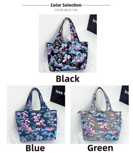 Set di borse tote Oxford in tre colori con stampe paesaggistiche e tasche esterne pratiche
