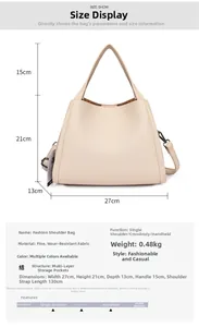 Detailed size specifications for the large capacity bucket bag including dimensions and weight