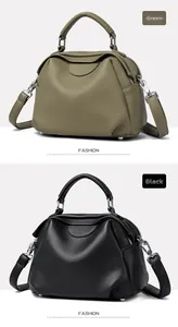 Detaillierter Vergleich grüner und schwarzer Muscheltaschen aus genarbtem Leder