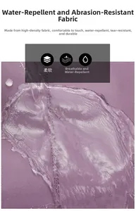 Close-up of waterproof purple nylon fabric showing hydrophobic surface texture and durability