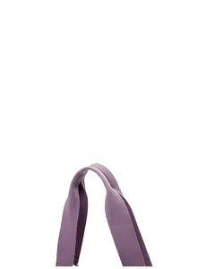 Detail of the purple woven handle made of durable canvas on a nylon handbag