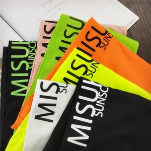 Colorful ice silk UV protection sleeves with MISU SUNSC print for summer arm cooling