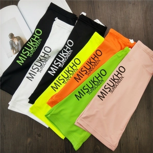 Multi-color ice silk cooling arm sleeves for sun protection with breathable elastic fabric