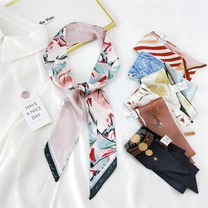 Narrow Satin Scarf Polyester Satin Floral Leopard Print Twilly Headband Bag Ribbon Fashion Hair Accessories Women