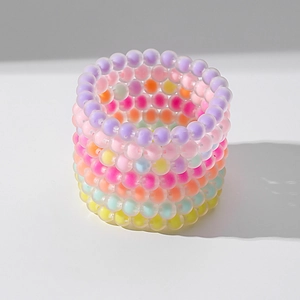 Beaded Bracelet Resin Acrylic Frosted Matte Candy Color Elastic Stretchy Sweet Party Jewelry For Women Girls