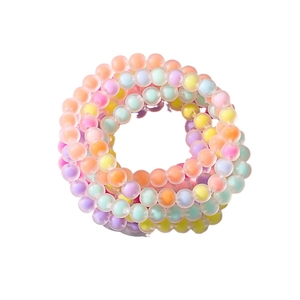 Multi-colored matte acrylic bead elastic bracelet set in vibrant macaron shades