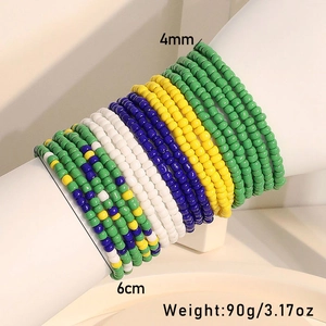 Set di 19 braccialetti elastici stile boho con perline di vetro colorate da 4 mm fatte a mano
