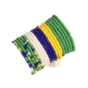 Set di 19 braccialetti elastici bohémien in perline di vetro colorate