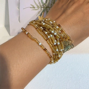 Handmade Seed Bead Multilayer Bracelets With Alloy Butterfly Charms Bohemian Wrap Jewelry For Women Fashion Style