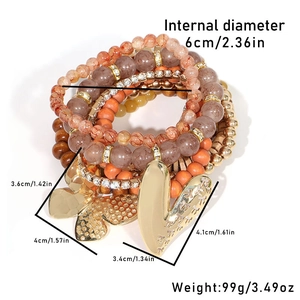 Détail de bracelets bohèmes en perles avec dimensions et informations sur le poids