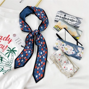 Foulard Étroit en Soie Satinée pour Femmes Bandeau de Cheveux Ruban pour Sacs à Main Cravate Mode avec Divers Imprimés Artistiques