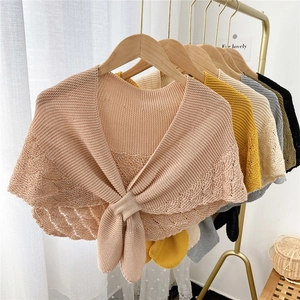 Chic knit hollow-out shawl wrap with lace-up front in multiple colors for women