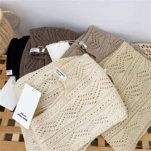 Hohlstrick-Schal-Weste für Damen in Elfenbein, Aprikose, Kaffee und Schwarz