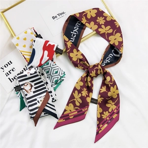 Foulard Étroit Twilly Ruban À Cheveux Style Français Imprimé Polyester Imitation Satin Décoration De Sac Pour Femme