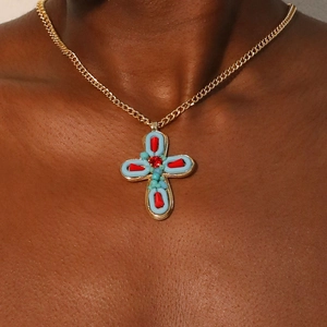 Collana Con Ciondolo A Croce Boema In Lega Con Strass Vetro Acrilico Fatto A Mano Gioielli Stile Etnico Retrò Per Donne