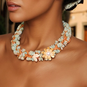 Collar Pendientes Hechos Mano Piedra Natural Aleación Flor Mariposa Perla Artificial Sintética Estilo Bohemio Joyería Moda Verano Mujeres