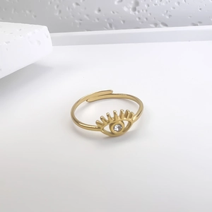 Anello occhio malvagio regolabile in oro 18K con zircone cubico per donna