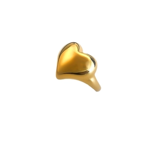 Polished 18K gold-plated chunky heart-shaped open ring with high-gloss mirror finish