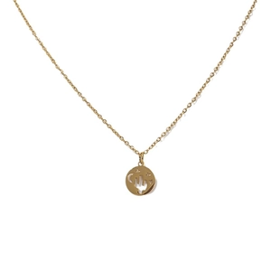 Collier en acier inoxydable doré avec pendentif cactus lune et étoile ajouré sur fond blanc