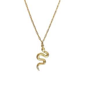 Collier serpent en acier inoxydable doré 18 carats avec détails d'écailles texturées