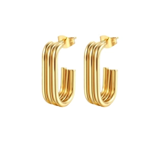 Minimalist 18K gold plated stainless steel multi-layered U-shape hoop earrings