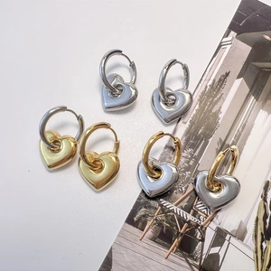 Herz Creolen Edelstahl Abnehmbarer Anhänger Zweifarbig Nicht Verblassend Französisch Retro Minimalistischer Schmuck Für Damen