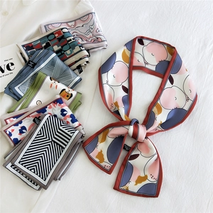 Bandeau foulard en soie de style français pour femmes avec motifs floraux et géométriques