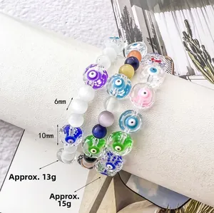 Βραχιόλια Evil Eye 6mm και 10mm με ματ και πολύπλευρες γυάλινες χάντρες