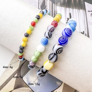 Bunte Spiralglas-Perlenarmbänder in den Größen 4mm 6mm und 8mm für Damen