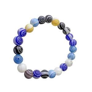 Buntes Millefiori Glasperlen Armband mit elastischem Band und Wirbelmuster-Design