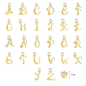 Gold plated DIY alphabet A-Z and heart charm set for personalized jewelry making