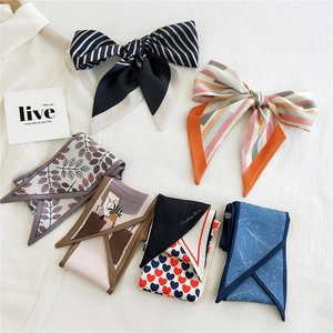 Women Fashion Printed Narrow Long Scarf Polyester Satin Twilly For Hair Bag Neck Decoration Modern Versatile Accessories