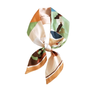 Foulard en soie tendance avec imprimés abstraits colorés et motifs artistiques