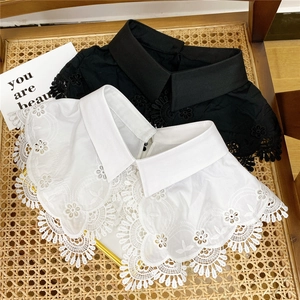 Women's Elegant Detachable Fake Collar Lace Embroidery Floral Hollow Decorative Accessory For Sweaters Dresses Neck Decor