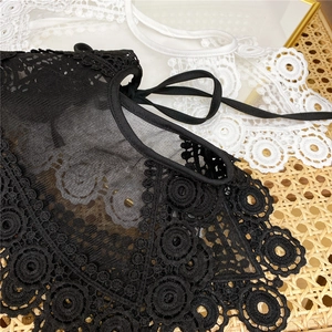 Elegant hollow lace false collar with floral crochet patterns in black and white styles