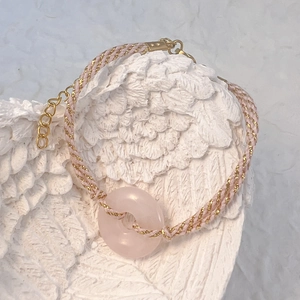 Natural Stone Pingan Buckle Woven Bracelet Stainless Steel Clasp Adjustable Hand Rope For Women Sweet Ethnic Style