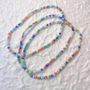 Colorful multi-layer beaded anklets with faceted glass beads for beach style