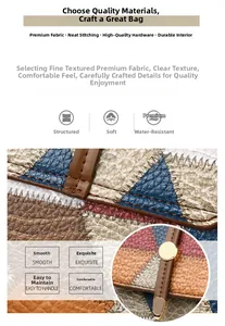 Close-up of multicolor leather patchwork with waterproof lychee texture and gold hardware
